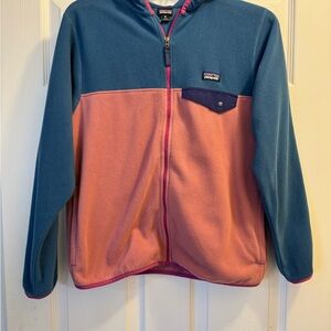 Patagonia Kids' Teal and Coral Fleece Hoodie